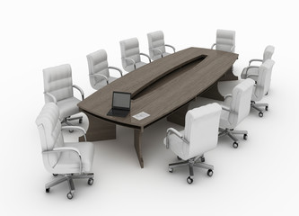 modern conference table with chairs isolated