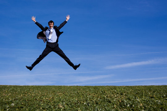 Businessman Jumping For Joy