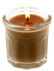 verre photophore flamme fond blanc