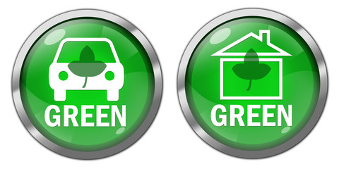 Buttons/Icons "Green Car/Green House"