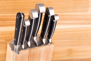 Set of kitchen knifes isolated on white