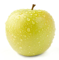 Green apple on the white background.