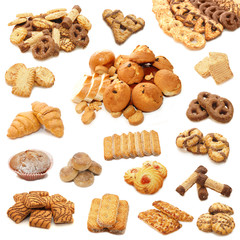 Collage from cookies isolated on white background