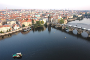 Praha city from balloon