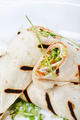 Tortilla Wrap Cut in Half.