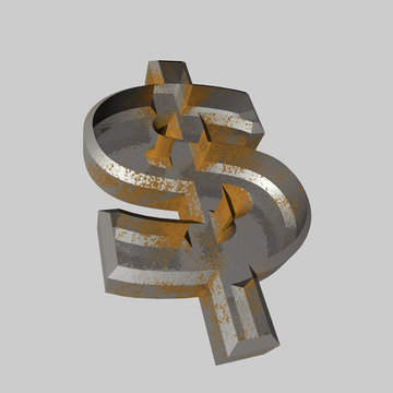 3D-Element - Icon - Dollar-Zeichen