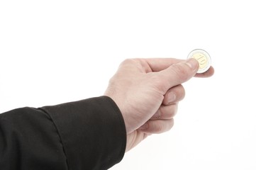 Fototapeta premium mano con monedas