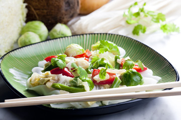 Asian vegetables on coconut milk