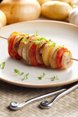 vegetables and potato skewer