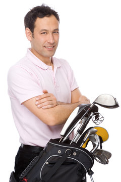 Man with golf kit