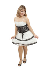 Portrait of luxury women in white dress