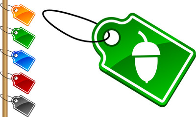 Acorn tag set. Vector illustration