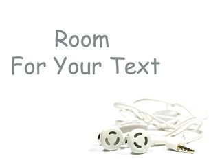 hands free set on white with space for text