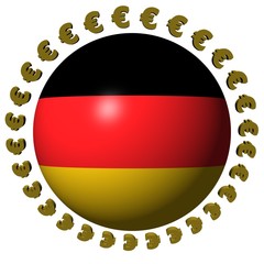 German flag sphere with euros