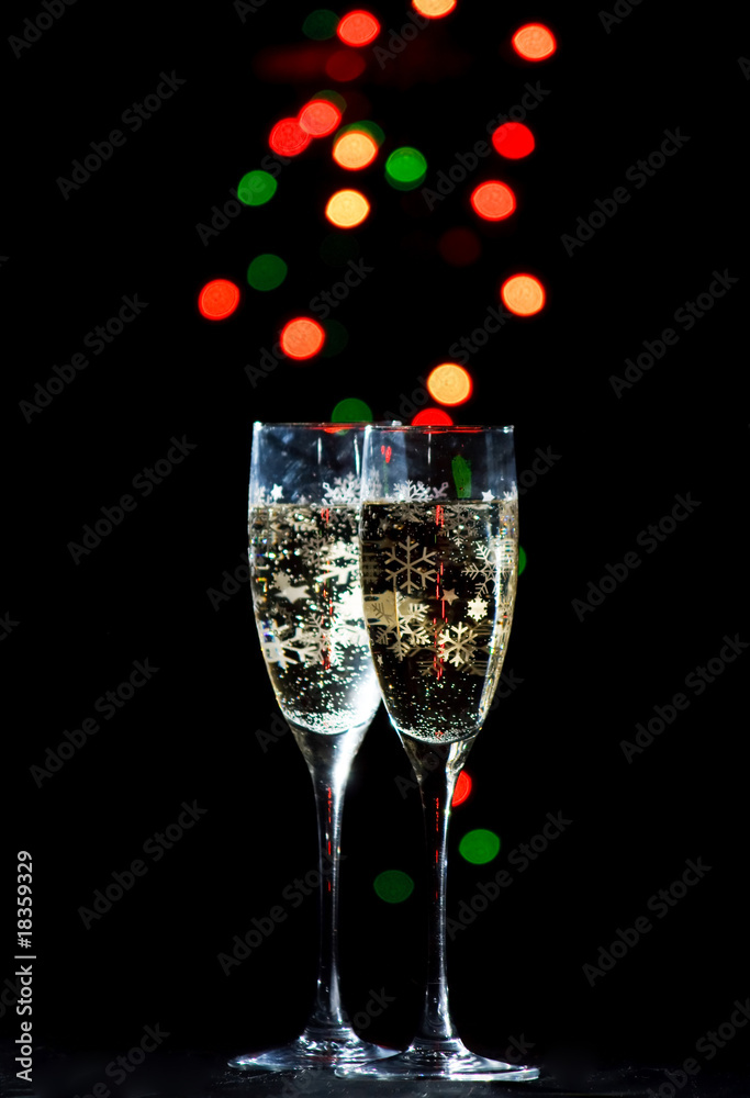 Poster champagne glasses with sparkling lights