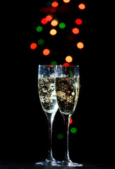 Champagne Glasses  with Sparkling Lights