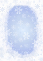 Christmas blue background with snowflakes.