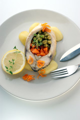 carp fillet with organic potato and vegetable