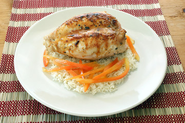 grilled chicken with organic basmati rice and vegetable