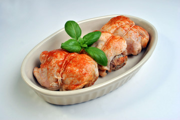 roasted delicious chicken olive in a white bowl