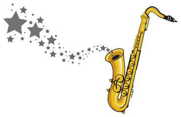 Fototapeta na wymiar saxophone with stars