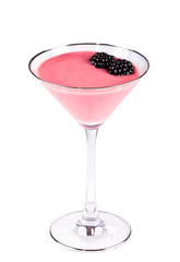 Cocktail with a blackberry in a high glass