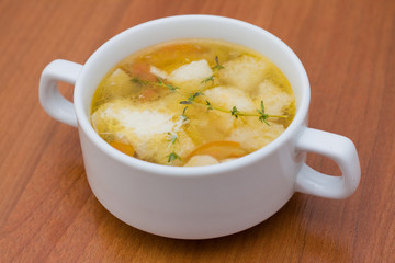 Italian soup with champignons and cheese