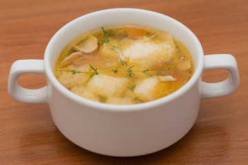 Italian soup with champignons and cheese