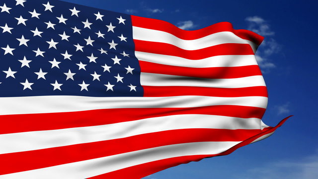 American Flag waving on wind.