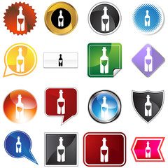 bottle glass icon set