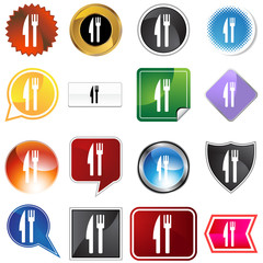 fork knife variety icon set
