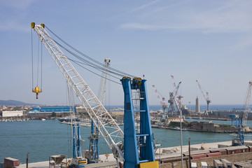 Fototapeta na wymiar Many Cranes at Shipping Port