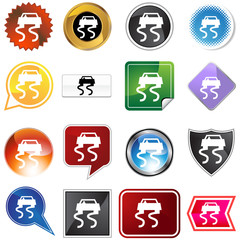 Slippery Road Icon Set