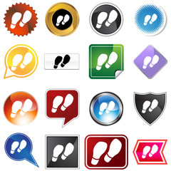 shoe print variety icon set