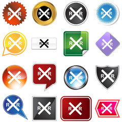 Railroad Crossing Icon Set