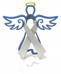 Angel outline white ribbon