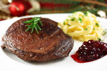 Hirschfleisch Wildfleisch Weihnachtsessen