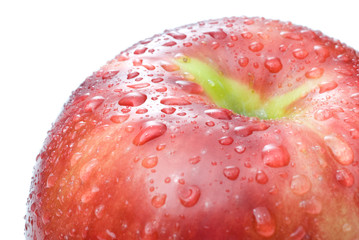 red apple with water drops isolated on white