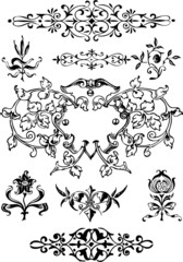 Graphic design elements on a white background.