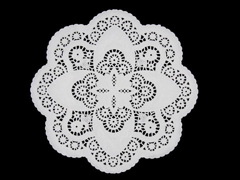 White Paper Doily On Black