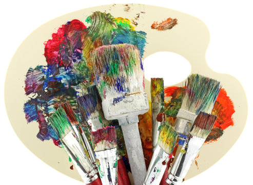 recommend clip art: palette peintre pinceaux fond blanc