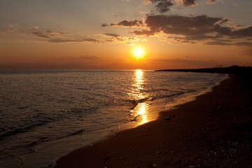 Naklejka premium Sunset at the Mediterranean sea in Alanya, Turkey