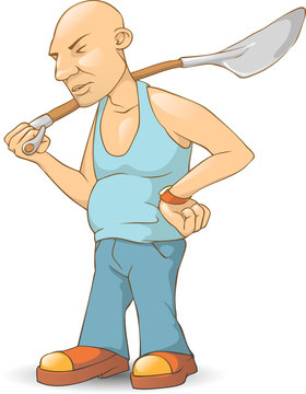 man with spade