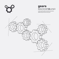 Gears blueprint background. Vector.