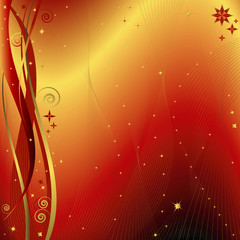 Red and golden christmas background (vector)
