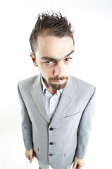 crazy young businessman facial expressions