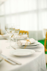 Place settings at a banquet