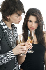 Young couple drinking champagne