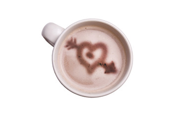 cup of hot chocolate with cupids heart