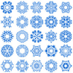 Set of 25 a six-rays crystal gradient snowflakes.